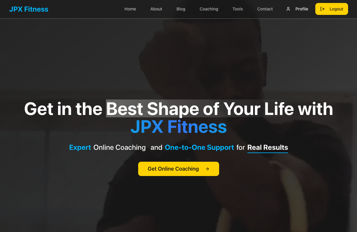 JPX.fitness website transformation
